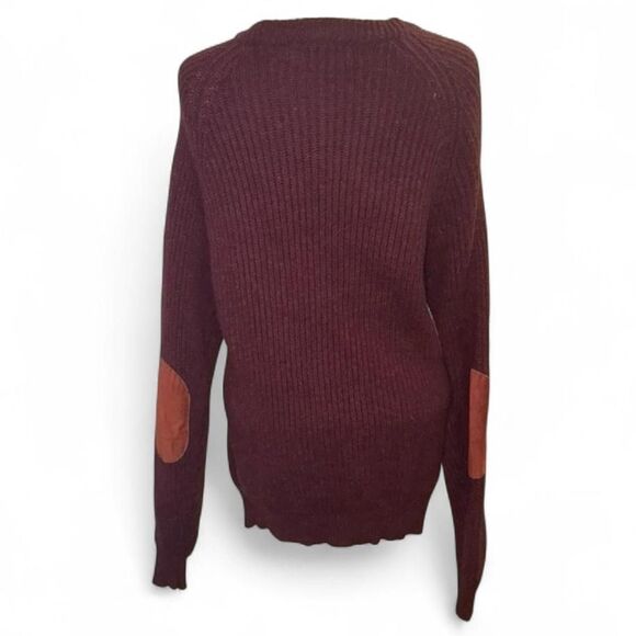 Royal Scott Shetland Wool Cardigan L Burgundy Elbow Patches Made in Hong Kong - Picture 2 of 6